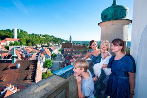 Vom Blaserturm haben Sie einen rundum Blick auf Ravensburg, den Mehlsack und die Veitsburg